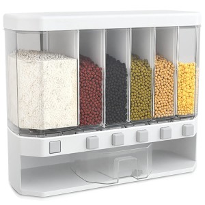 Wall Mounted Cereal Grains Dispenser for Kitchen | 10 KG Capacity cereal container dispenser | Rice Dal Coffee Beans and Dry Storage. (6-Grid-Cereal-D